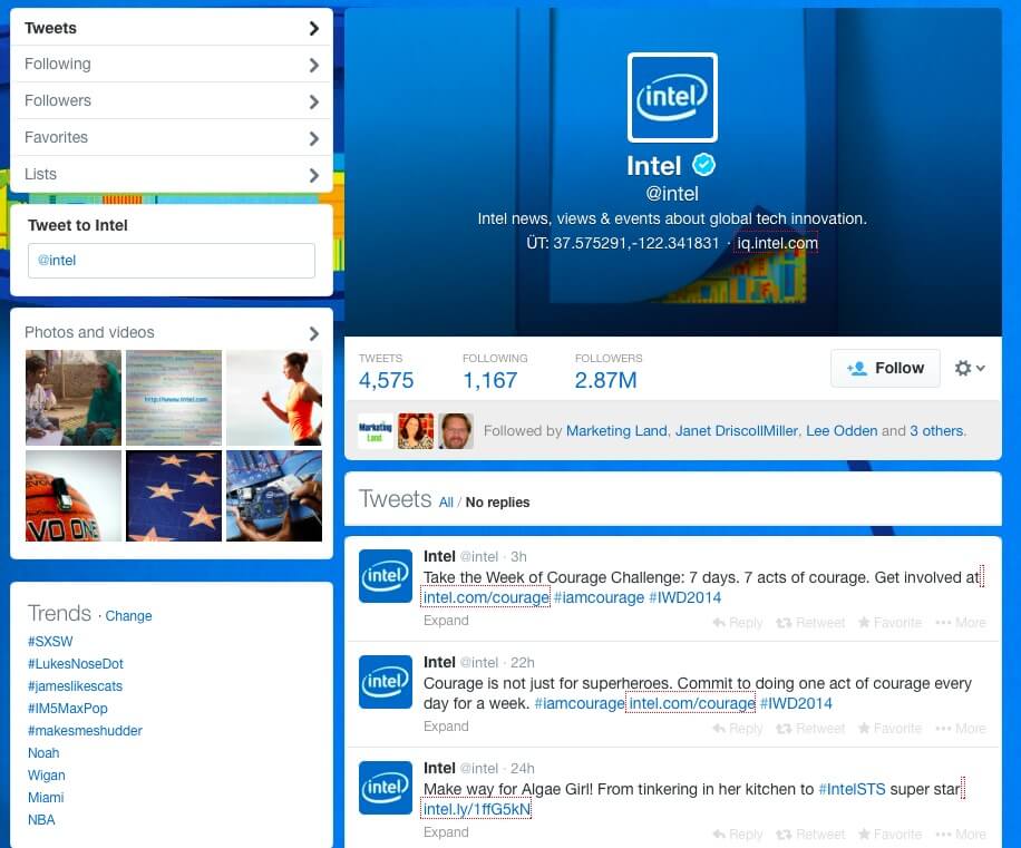 Intel Twitter Account